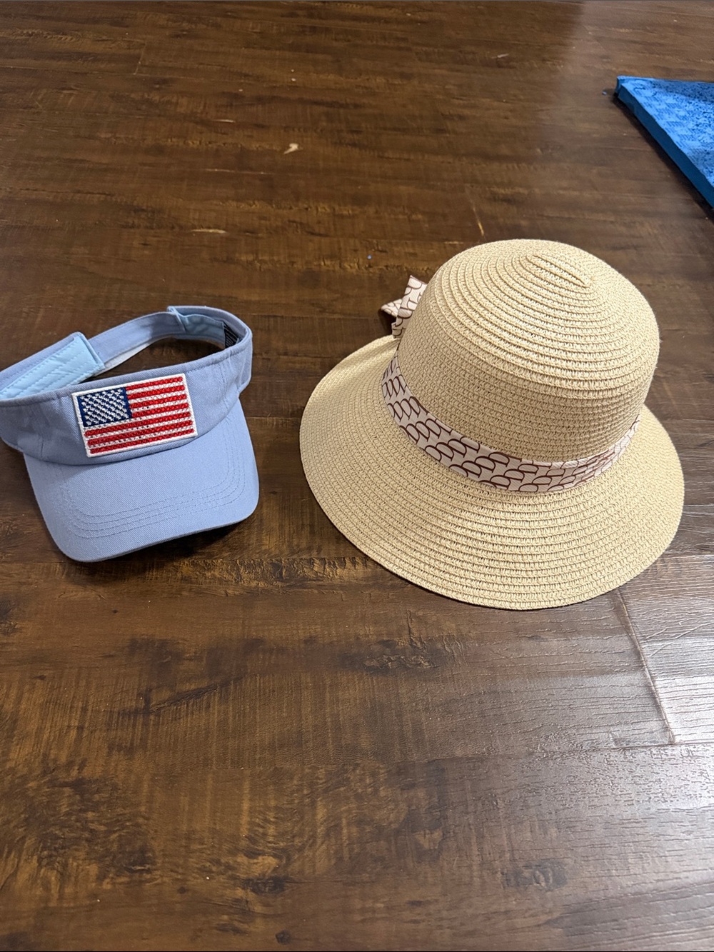 Straw Sun Hat with Patterned Band - Tan